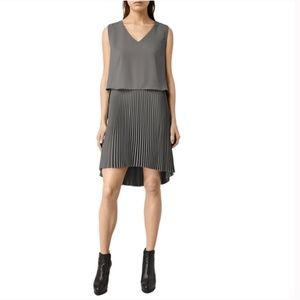 All Saints Taya Gray Pleated Dress 10